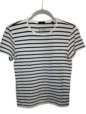 ATM Anthony Thomas Melillo Pima Cotton Stretch Striped Tee Size Medium